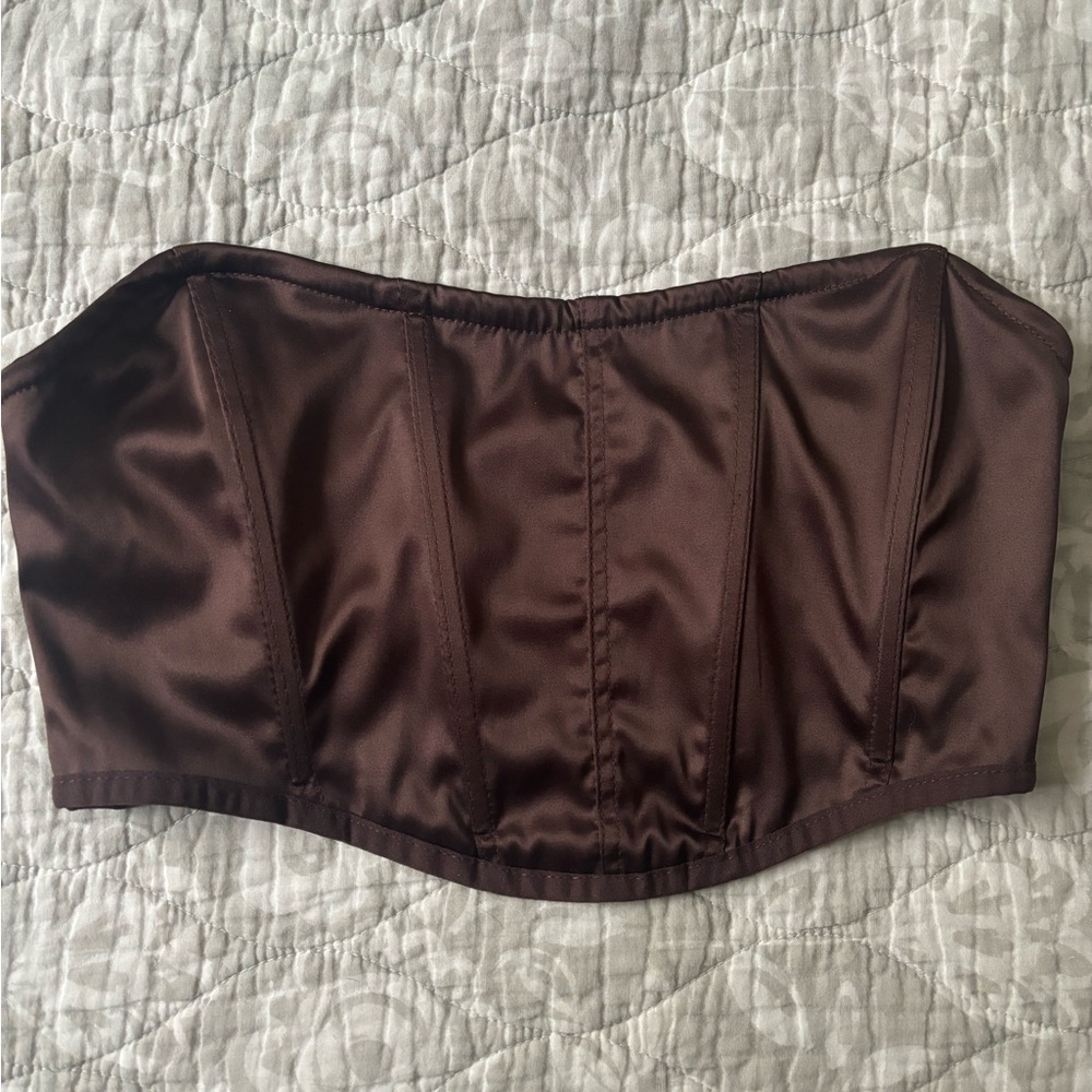 Brown Satin Corset Top